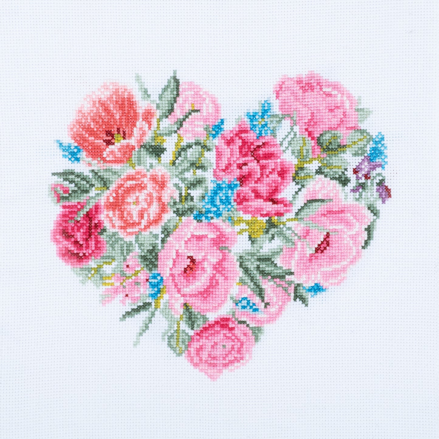 COUNTED CROSS STITCH KIT - LARGE - FLORAL HEART (14" Square)