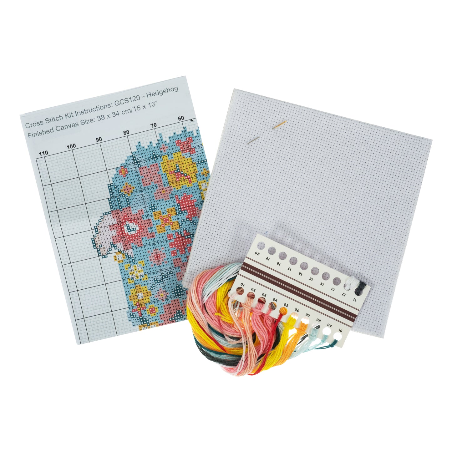 COUNTED CROSS STITCH KIT - LARGE - HEDGEHOG 38 x 34cm