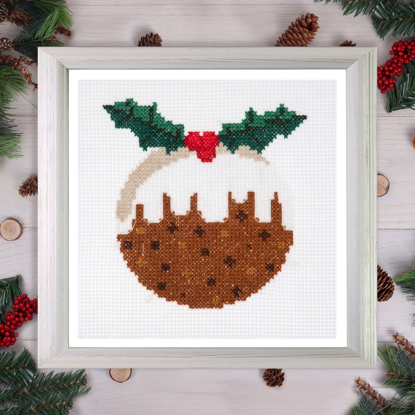 COUNTED CROSS STITCH KIT - CHRISTMAS PUDDING