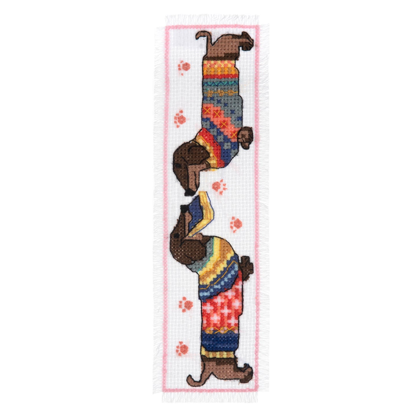 PRINTED (NO COUNT) CROSS STITCH - BOOKMARK KIT - DACHSHUND IN JUMPER