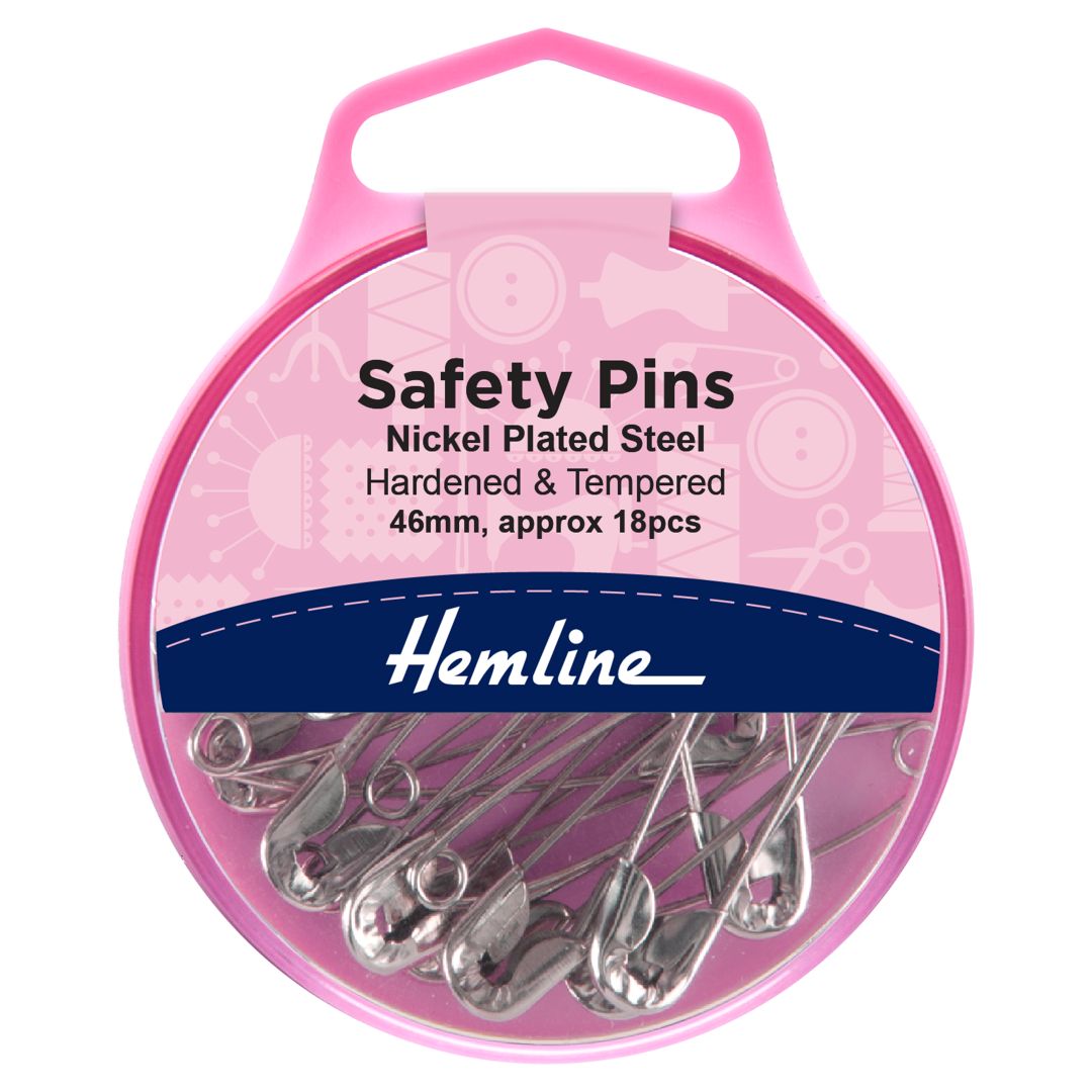 Safety Pins: 46mm: Nickel: 18 Pieces