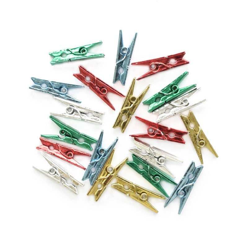 Metallic Mini Pegs - 20 Assorted Colours