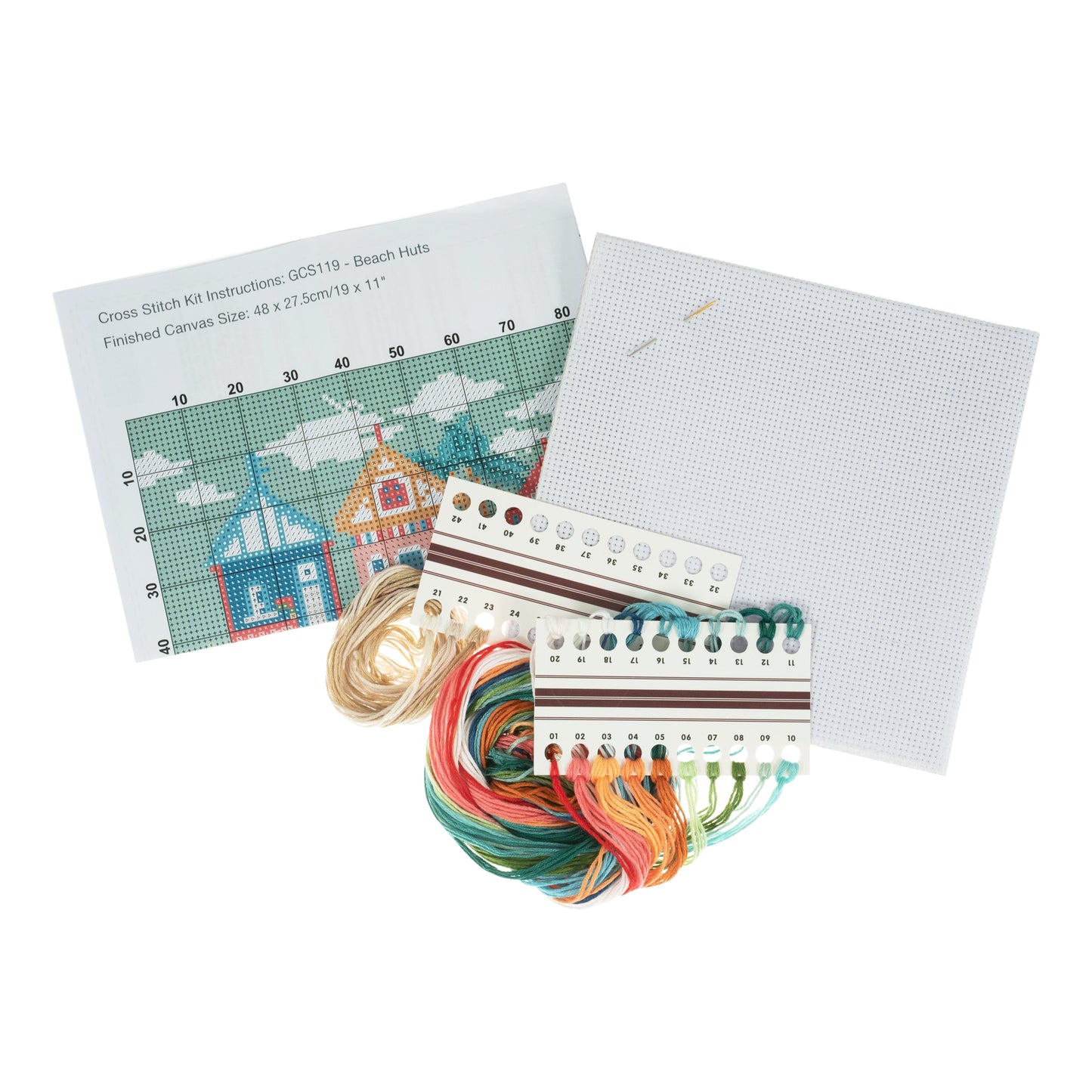 COUNTED CROSS STITCH KIT - LARGE - BEACH HUTS