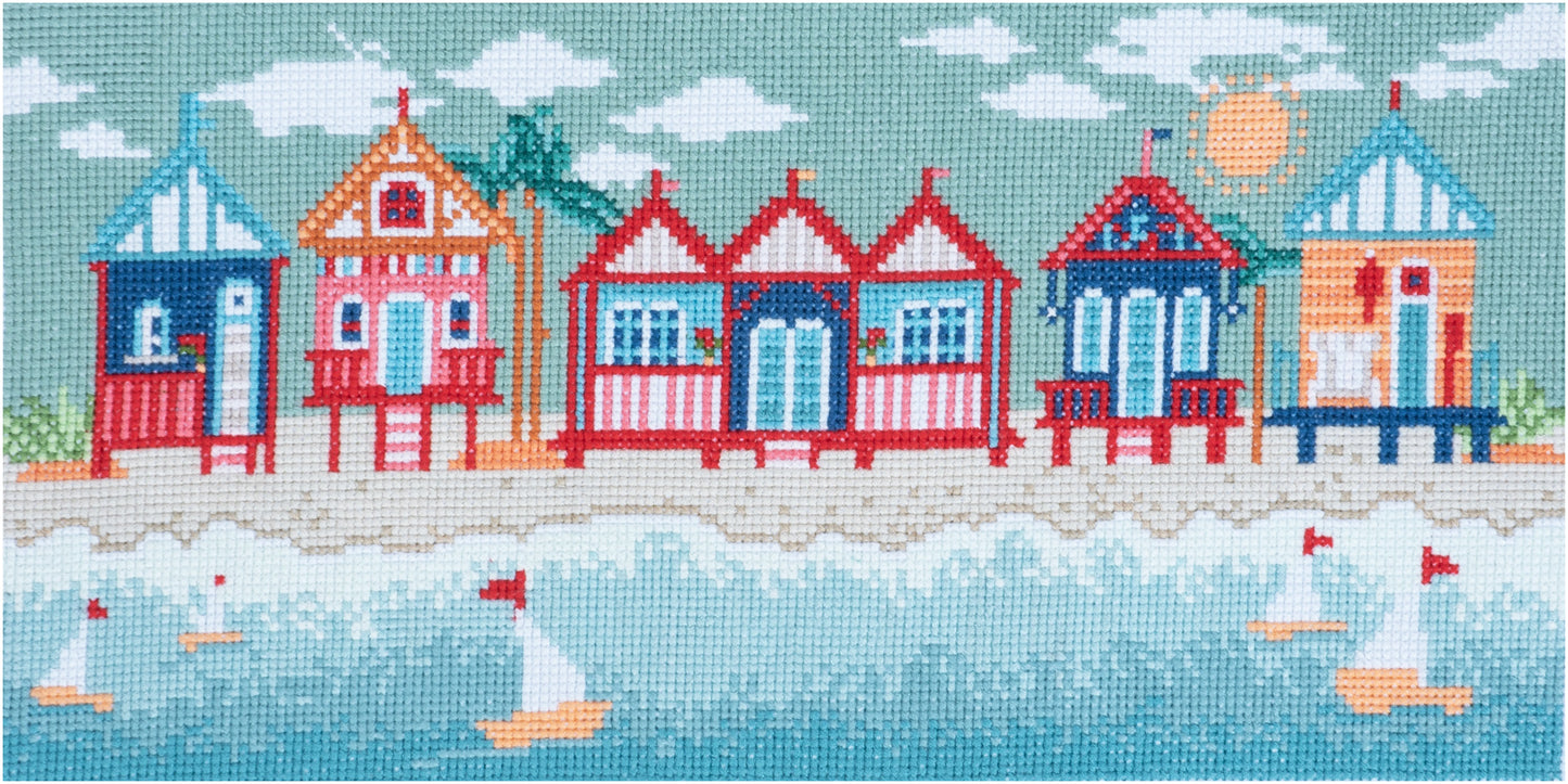 COUNTED CROSS STITCH KIT - LARGE - BEACH HUTS