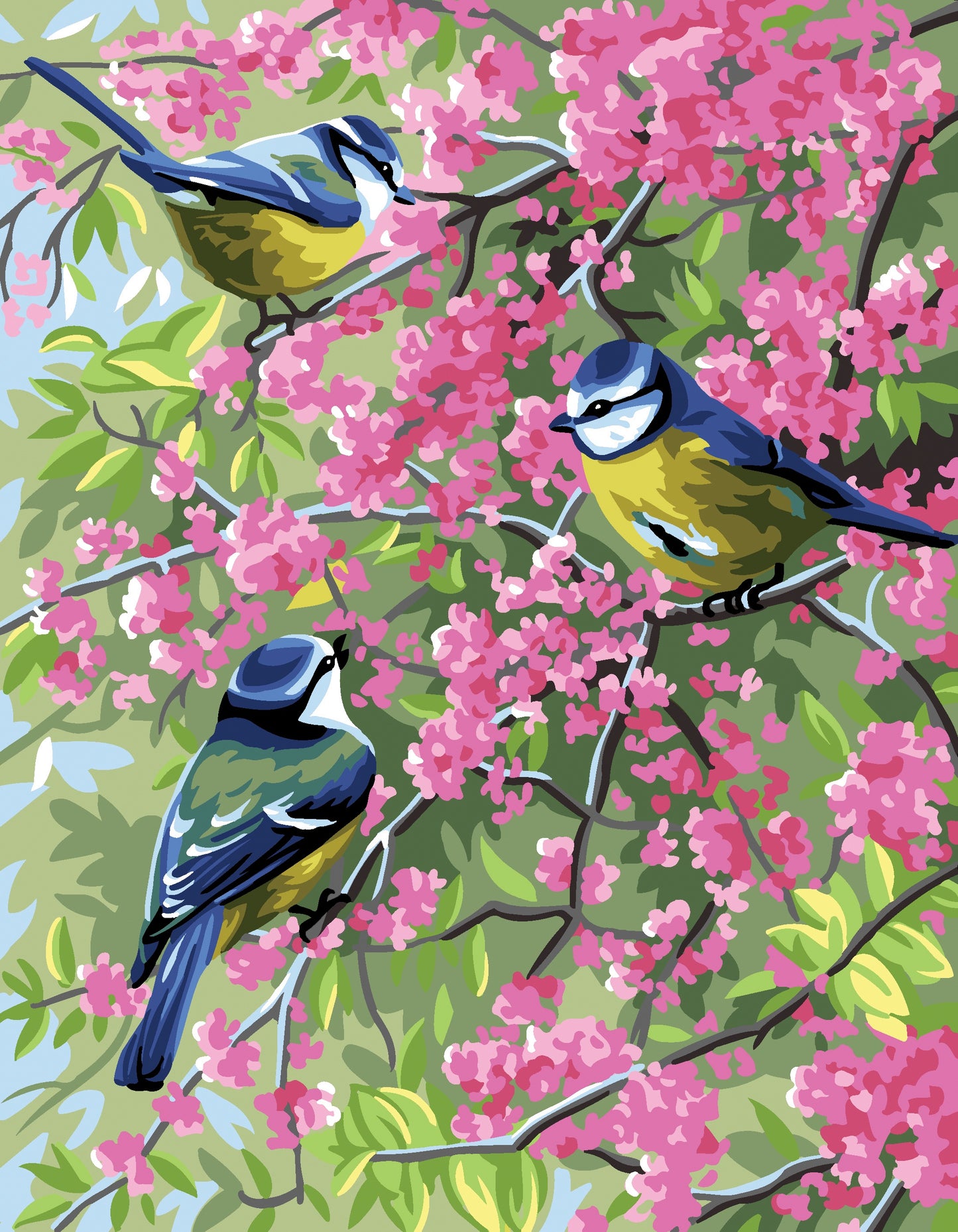 PRINTED TAPESTRY CANVAS - PARIS ROYAL - The Blue Chickadees & Flowers