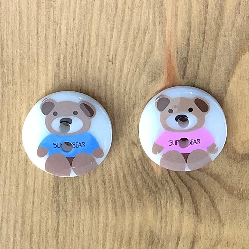 2 Holes - Teddy Bear Button -18mm - 2 Colours available