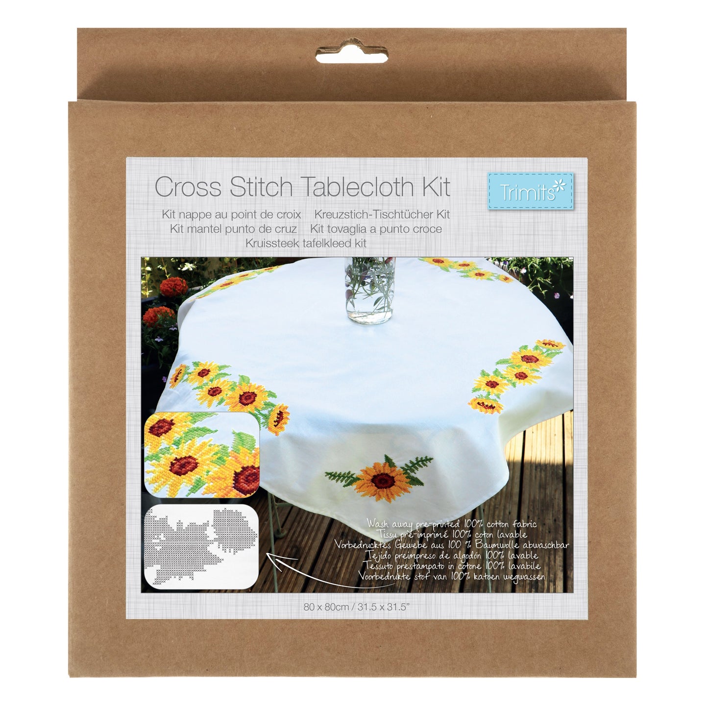 Printed Cross Stitch - Tablecloth Kit - Sunflowers
