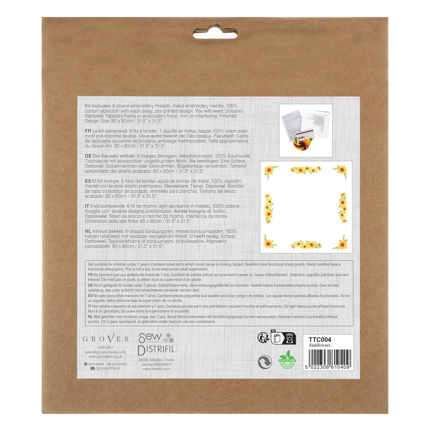 Printed Cross Stitch - Tablecloth Kit - Sunflowers