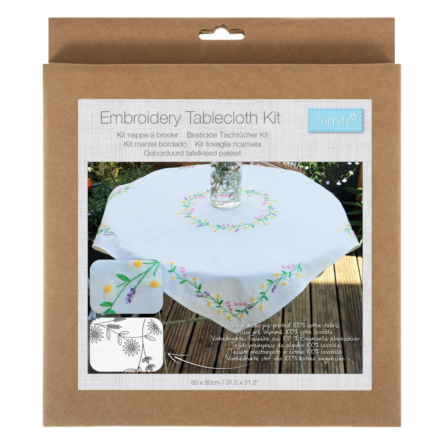 Printed Embroidery - Tablecloth Kit - Daisy Chain