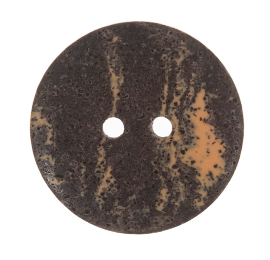 2 Hole Button - Eco-Conscious Recycled Coffee Grounds - 18mm - Brown & Amber