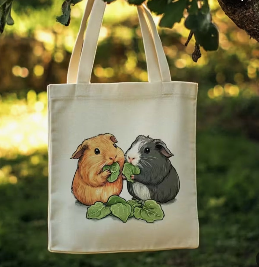 Guinea Pig Eating Leaves - Tote Bag