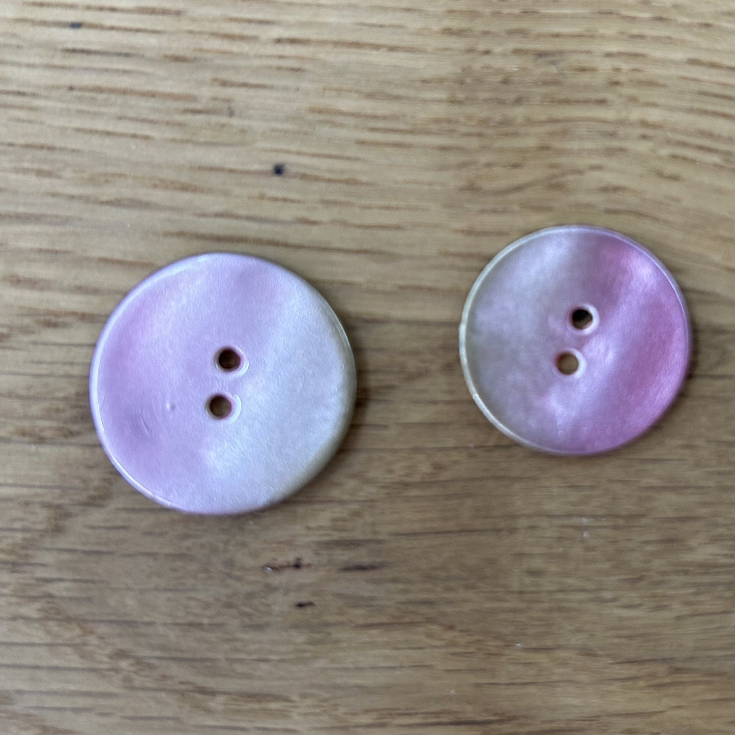 2 Hole Button - Pearlised Metal - Pink/Beige - 2 Sizes Available