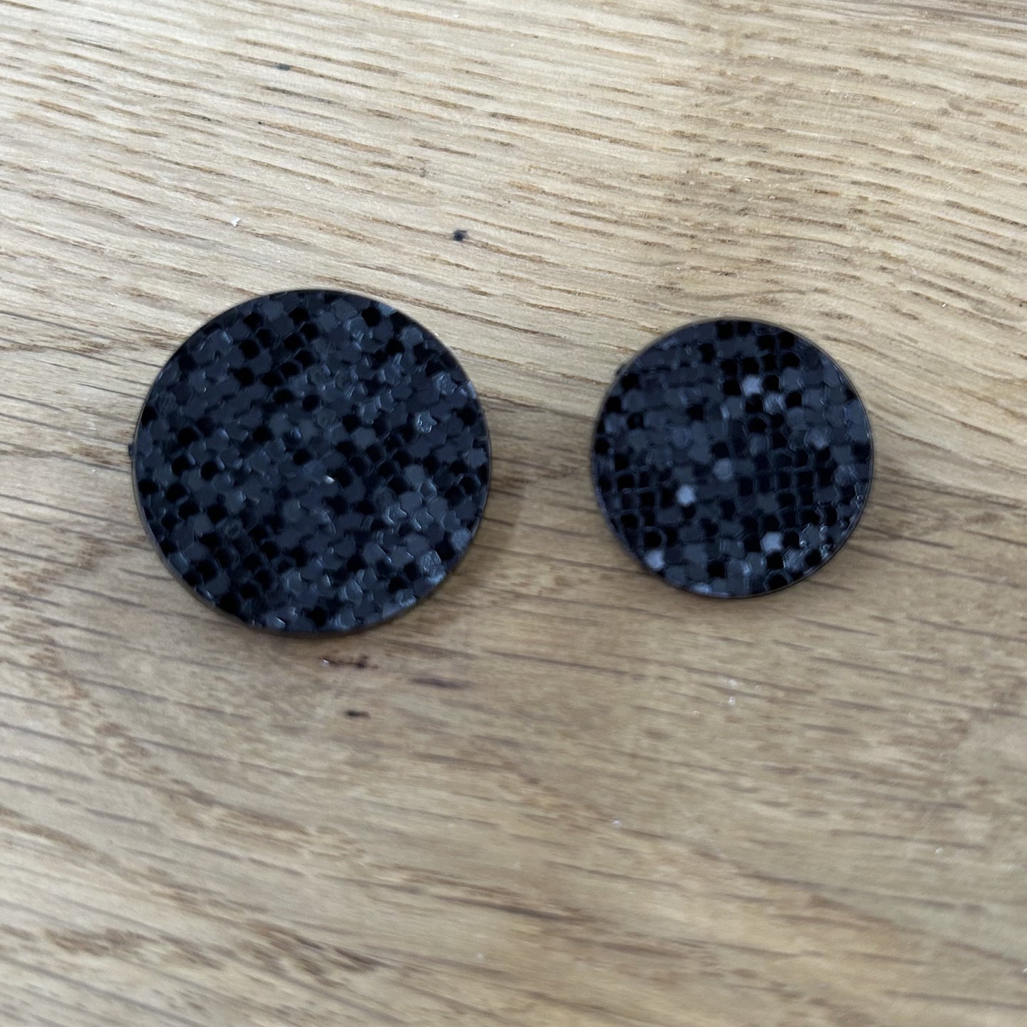 Button With Shank - Black Sparkle - 2 Sizes Available