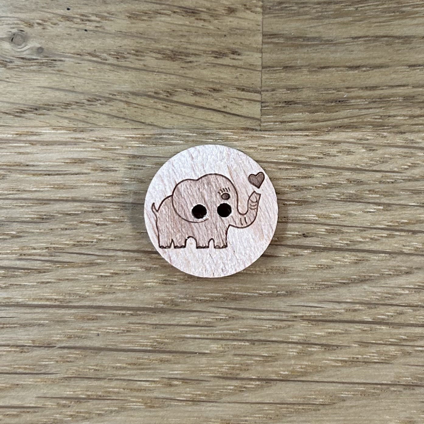 2 Hole Button - 18mm - Wooden - Baby Elephant
