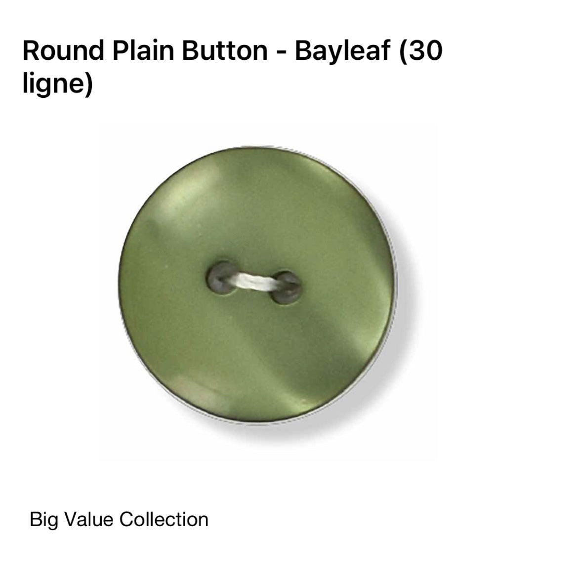 2 Hole Plain Button - 20mm - Bayleaf