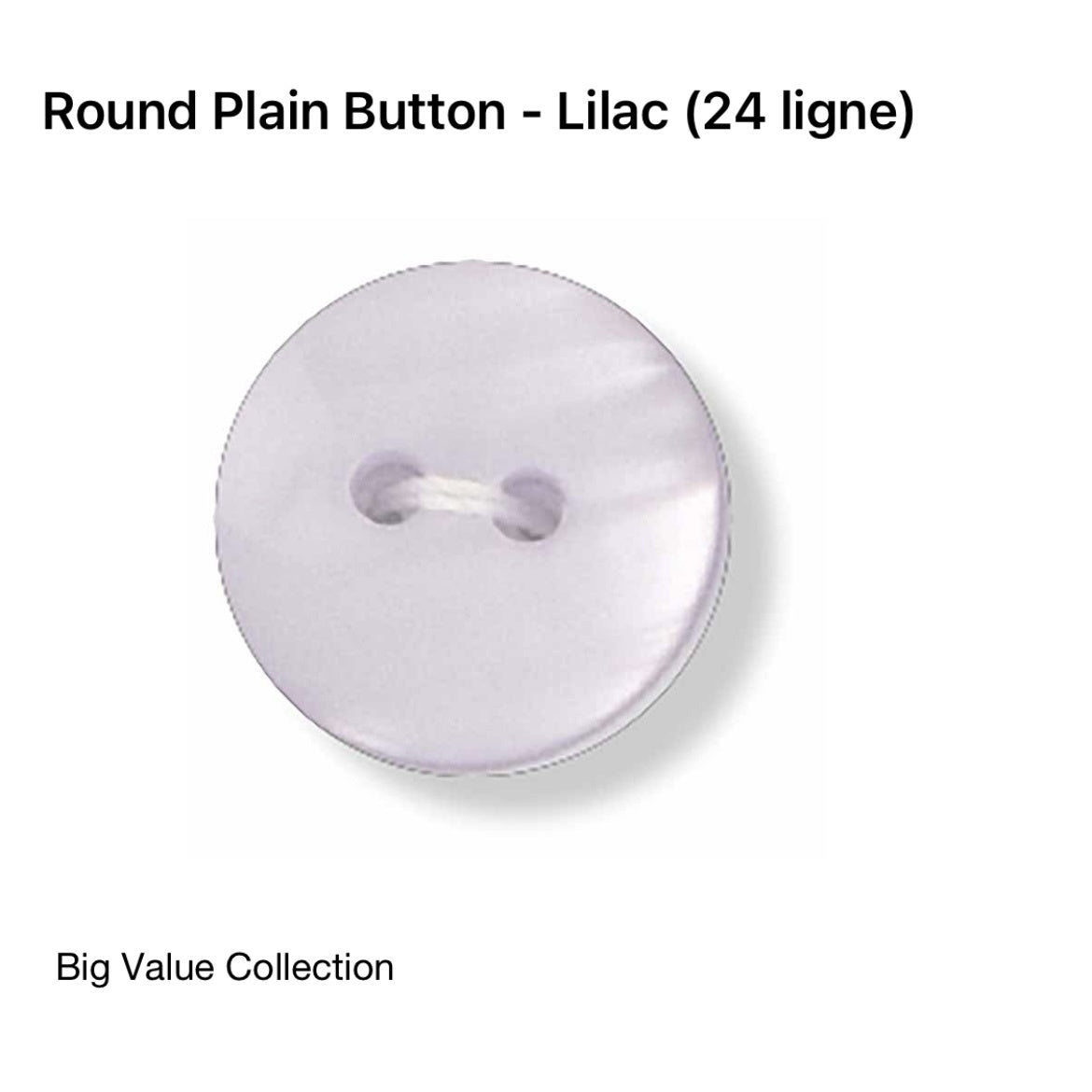 2 Hole Plain Button - 20mm - Lilac