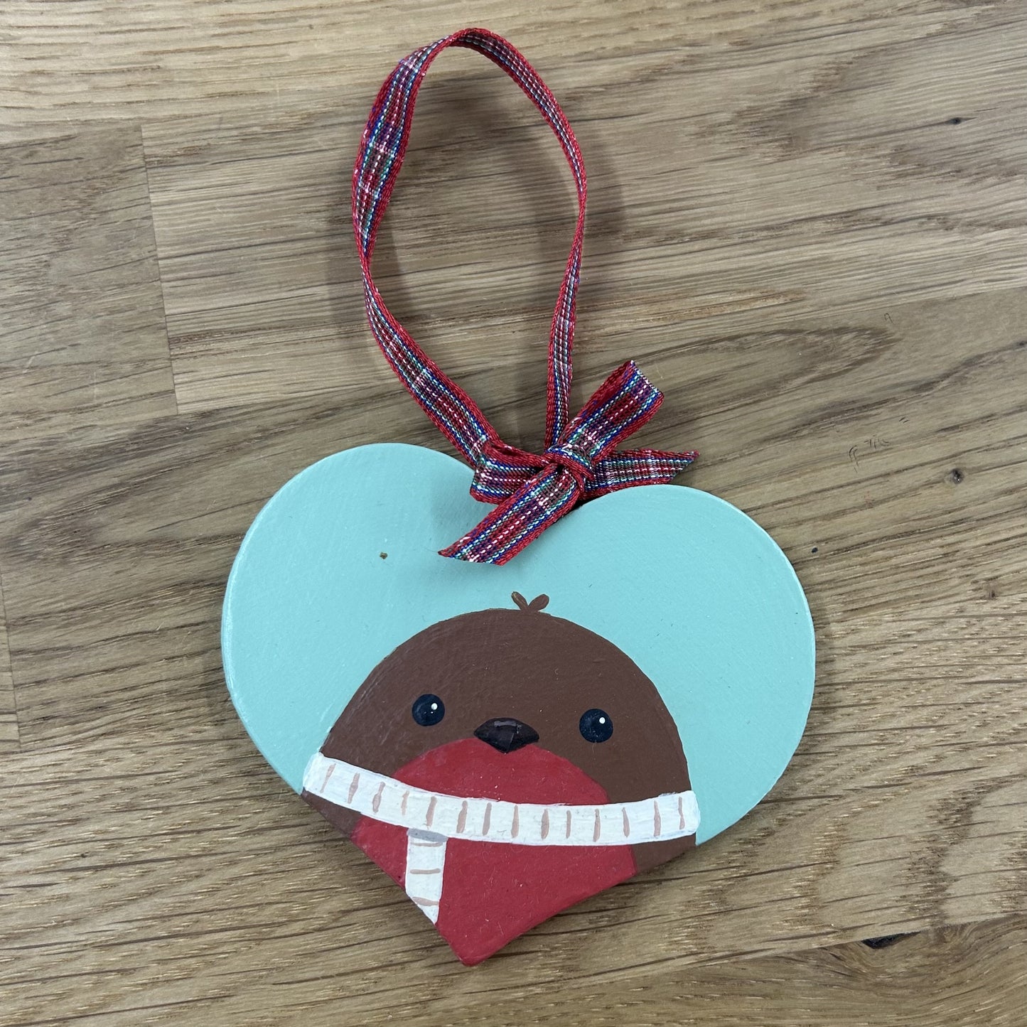 Hand Painted Heart - Tree Decoration - ROBIN