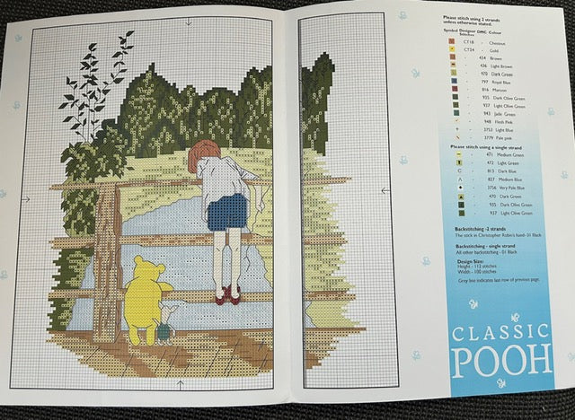 Counted Cross Stitch Chart - Classic Pooh - DS25 Pooh Sticks