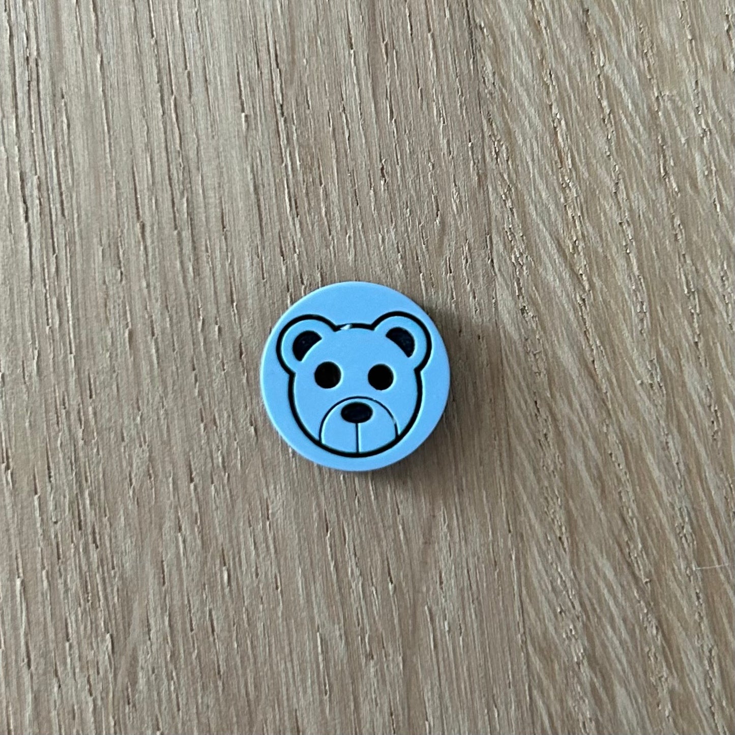 2 Hole Button - 14mm - Teddy Bear - Light Blue