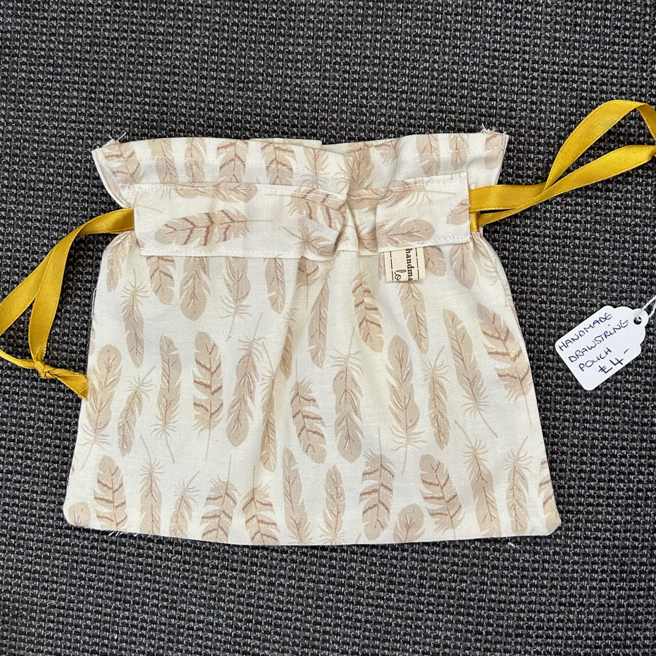 Hand Made - Drawstring Gift Bag - Natural Leaves