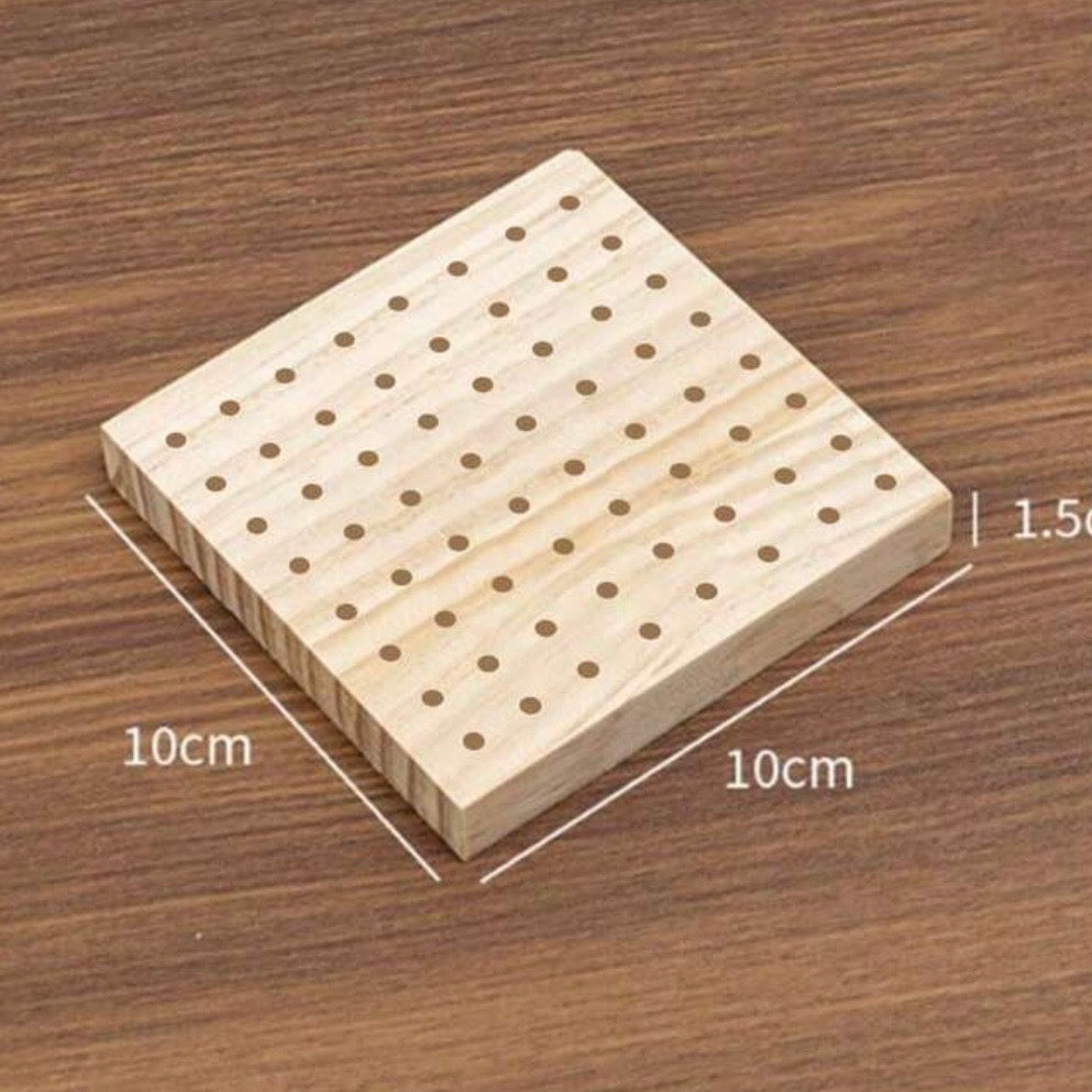Wooden Blocking Board with 4 Metal Pins - 10cm x 10cm