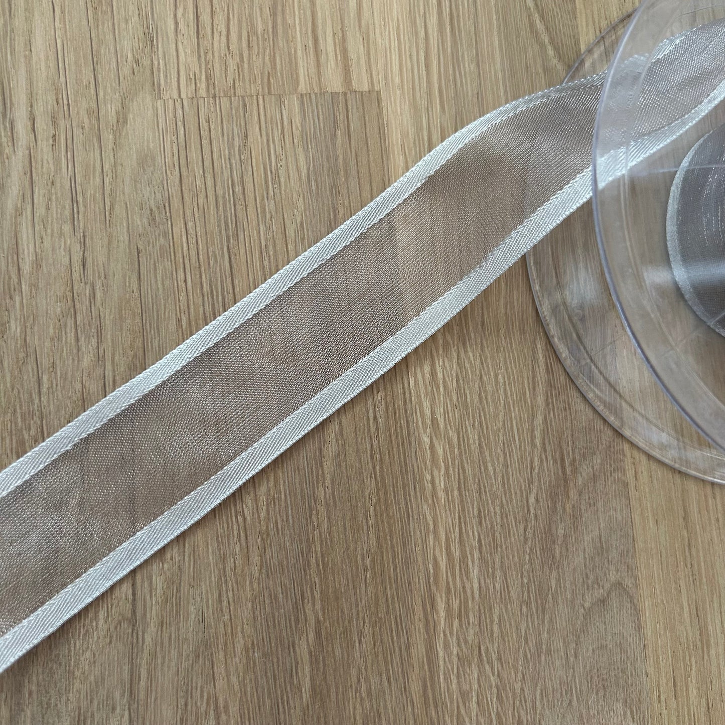 Double Sided Sheer - Satin Edged Ribbon 25mm - Mushroom Col 09