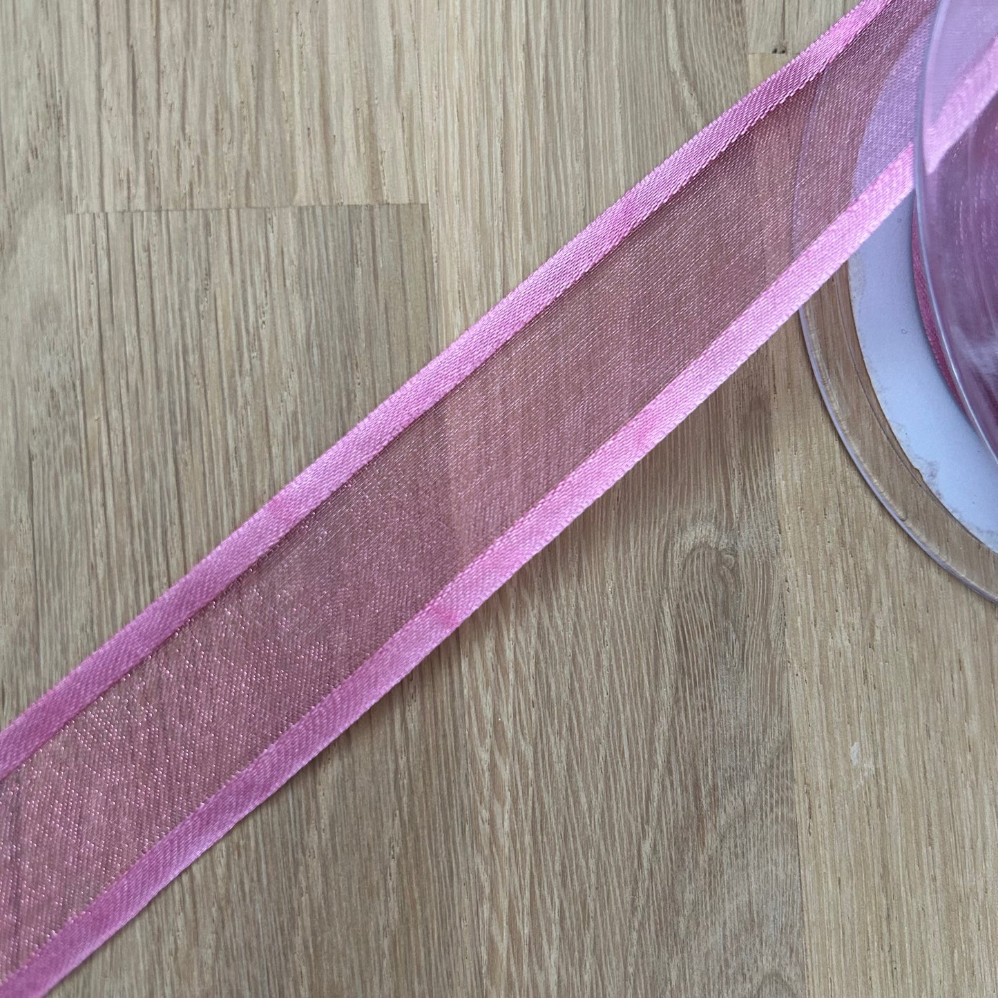 Double Sided Sheer - Satin Edged Ribbon 25mm - Dusky Pink Col 20