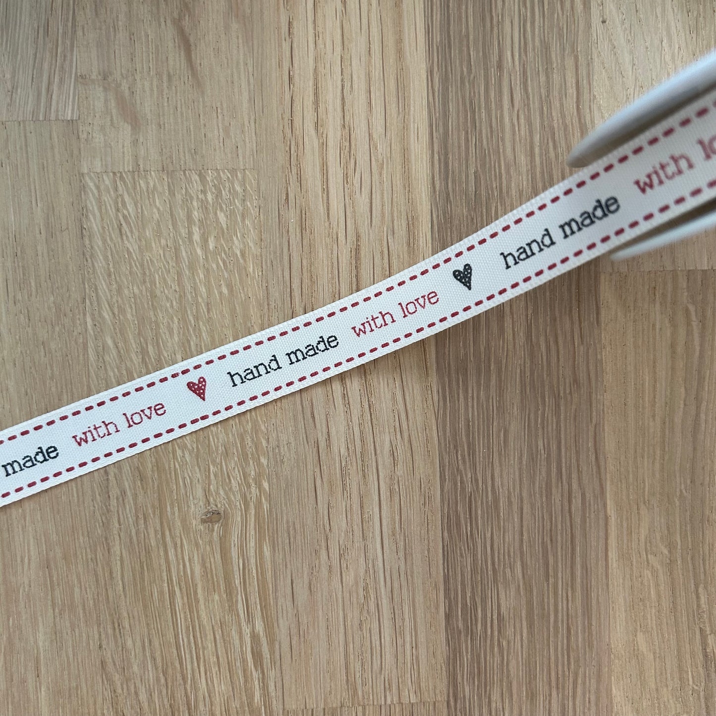 Ribbon - Handmade with Love 15mm - Red & Natural