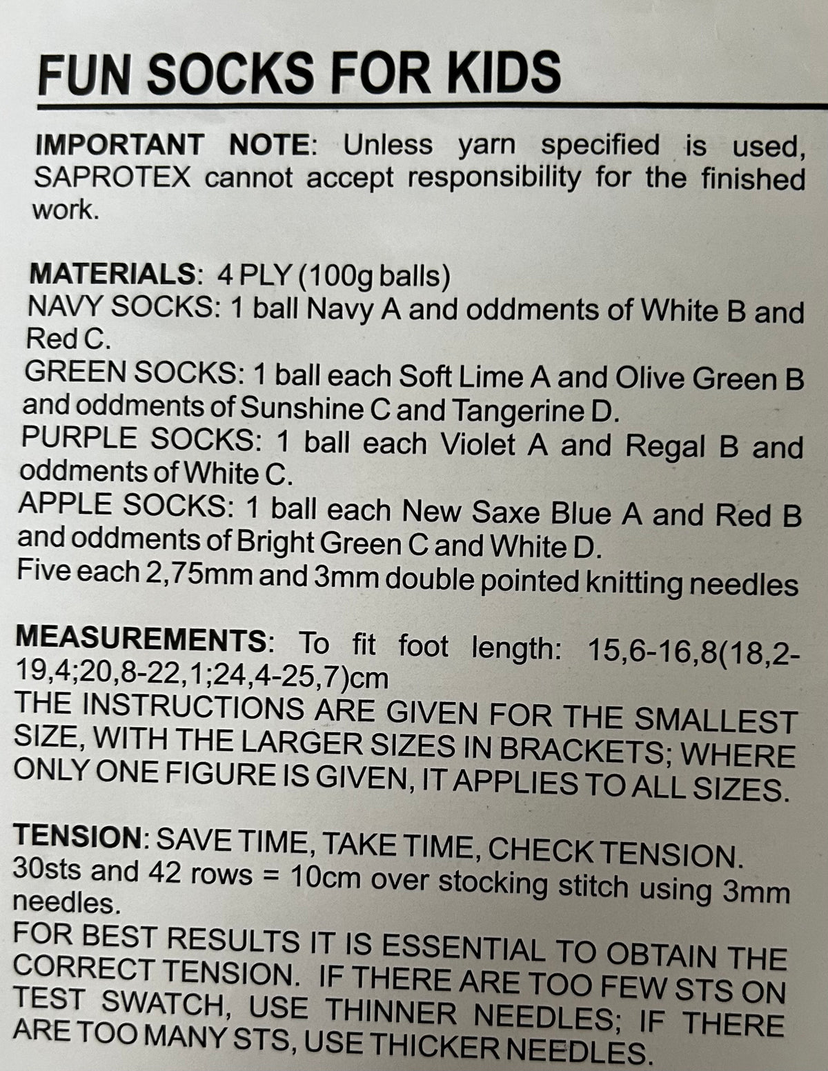 Knitting Pattern Q2204 - Fun Socks for Children in 4 Ply