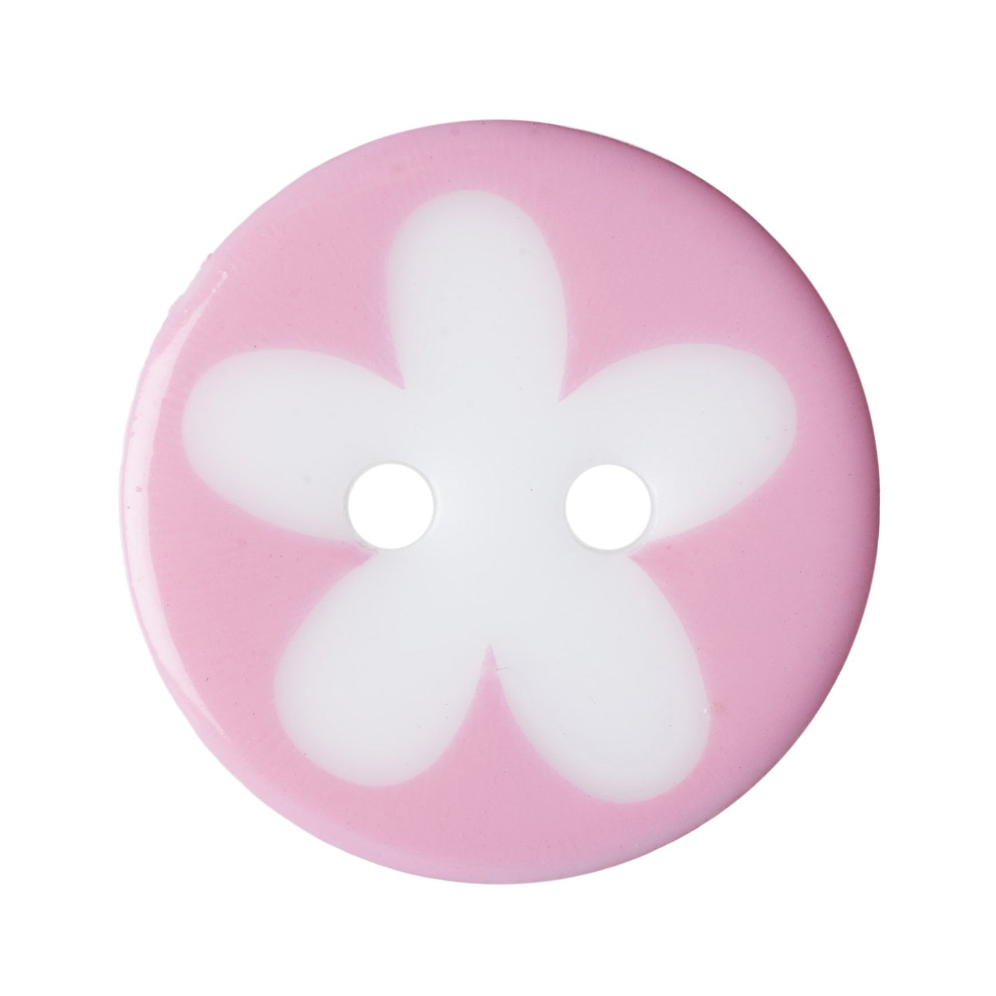 2 Hole Button - 17mm - Pink Flower