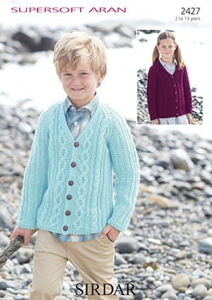 Knitting Pattern 2427 - V-Neck & Shawl Collared Cardigans in Supersoft Aran