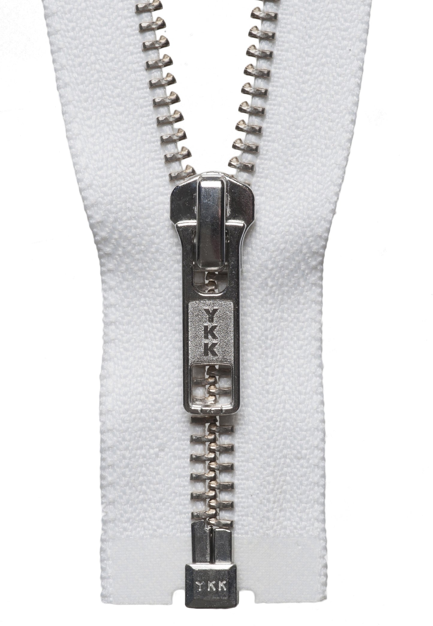 Nickel Free - Metal - Open Ended Zip - WHITE - 2 Lengths