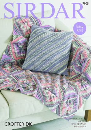 Knitting Pattern 7905 - Throw & Cushion Cover in Crofter DK