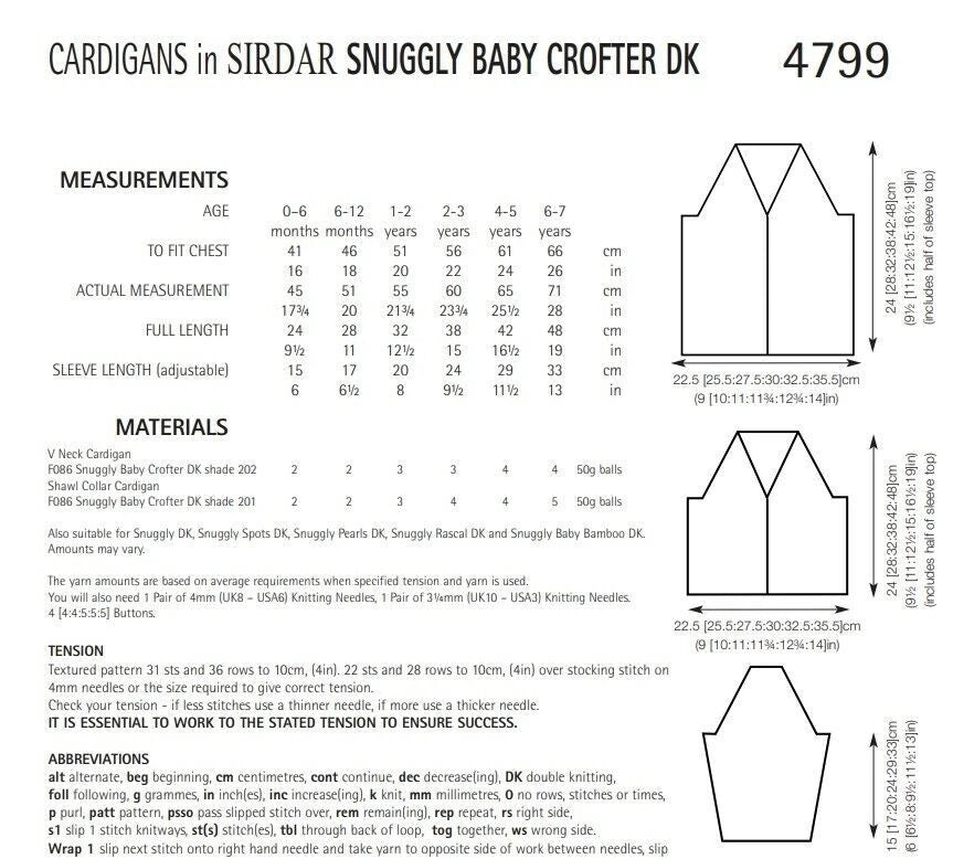 Knitting Pattern 4799 - Cardigans in Baby Crofter DK