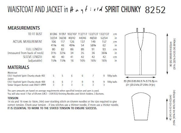 Knitting Pattern 8252 - Long Cardigan & Waistcoat in Spirit Chunky