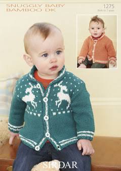 Knitting Pattern 1275 - Plain & Fairisle Cardigan in Snuggly Baby Bamboo DK
