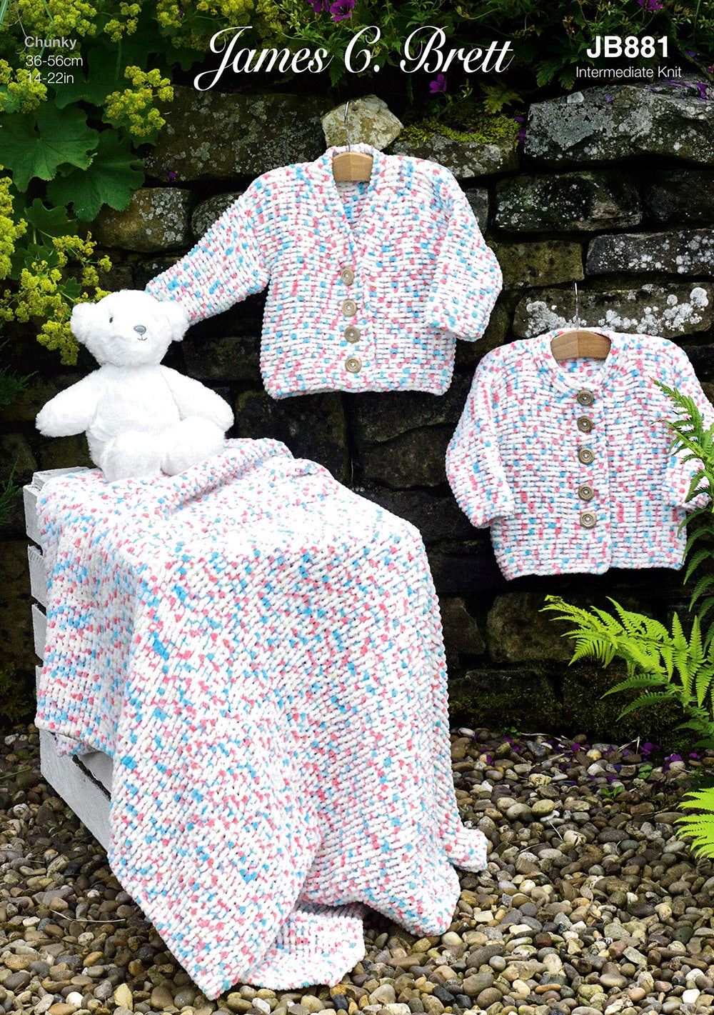 Knitting Pattern JB881 - Baby Cardigans & Blanket in Chunky