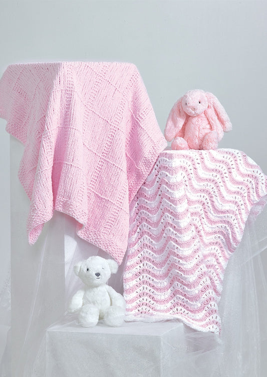 Knitting Pattern JB986 - Baby Blankets in Flutterby Sparkle Chunky
