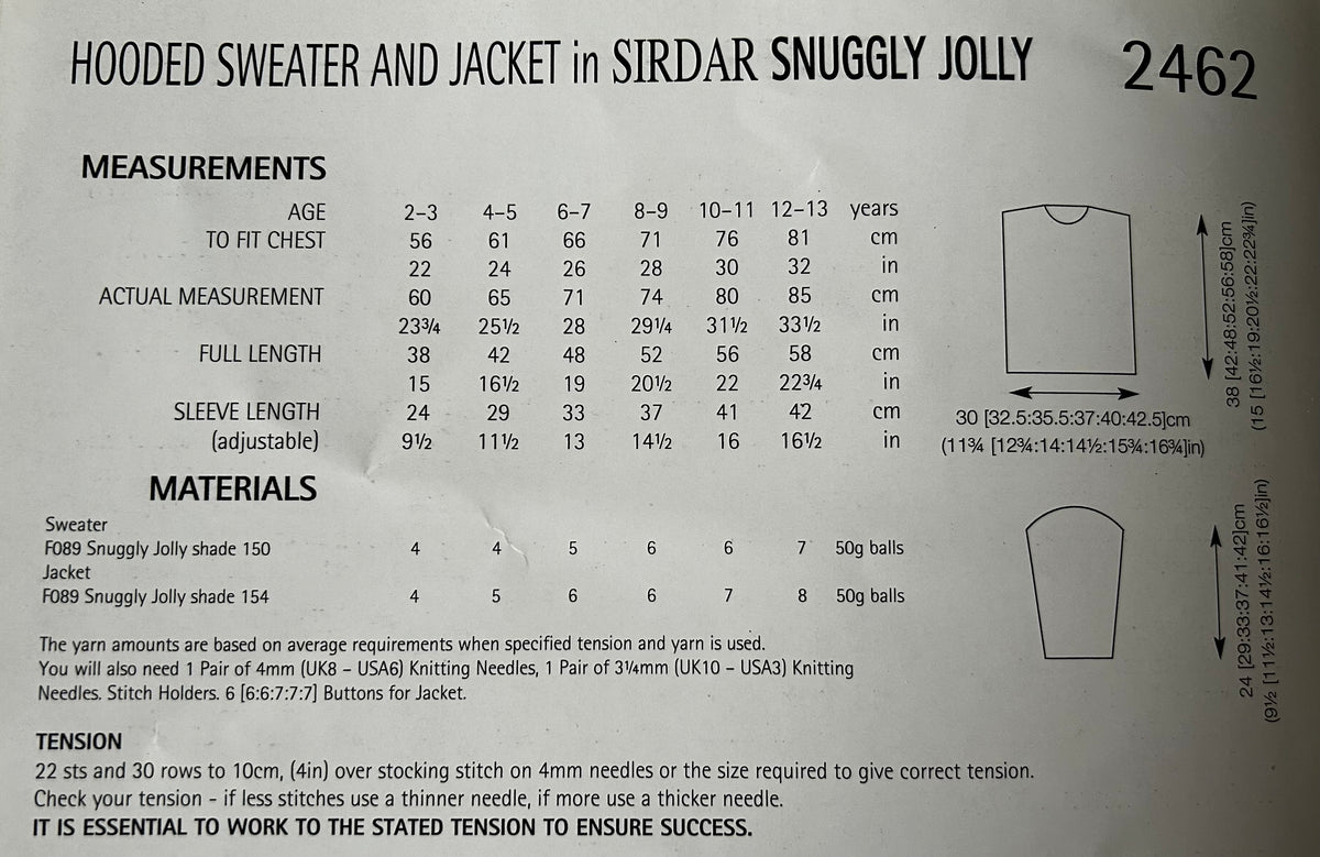 Knitting Pattern 2462 - Hooded Sweater & Jacket in Snuggly Jolly DK
