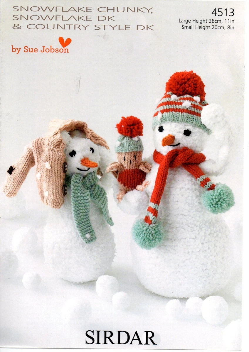 Knitting Pattern 4513 - Snowmen in Snowflake Chunky & Country Style DK