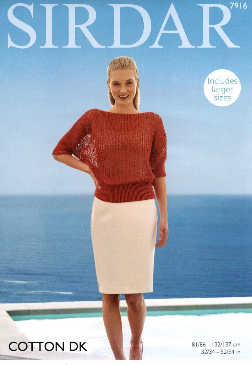 Knitting Pattern 7916 - Top in Cotton DK