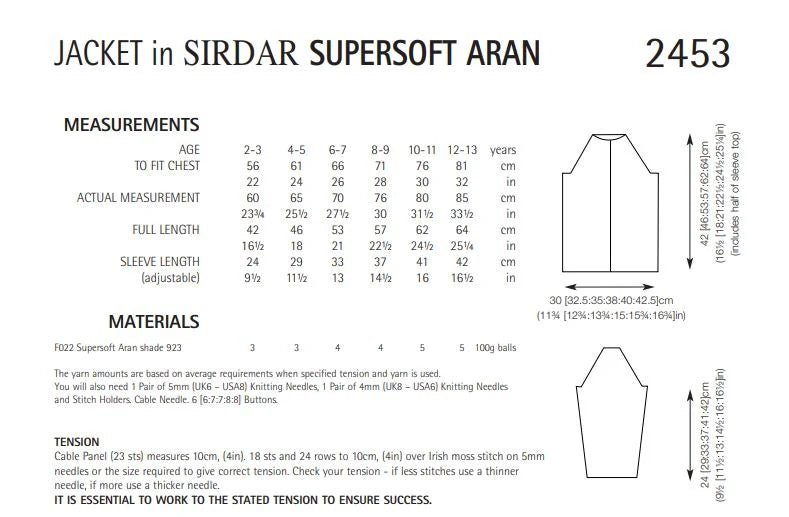 Knitting Pattern 2453 - Jacket in Supersoft Aran