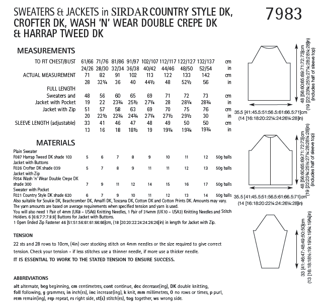 Knitting Pattern 7983 - Sweaters & Jackets in DK