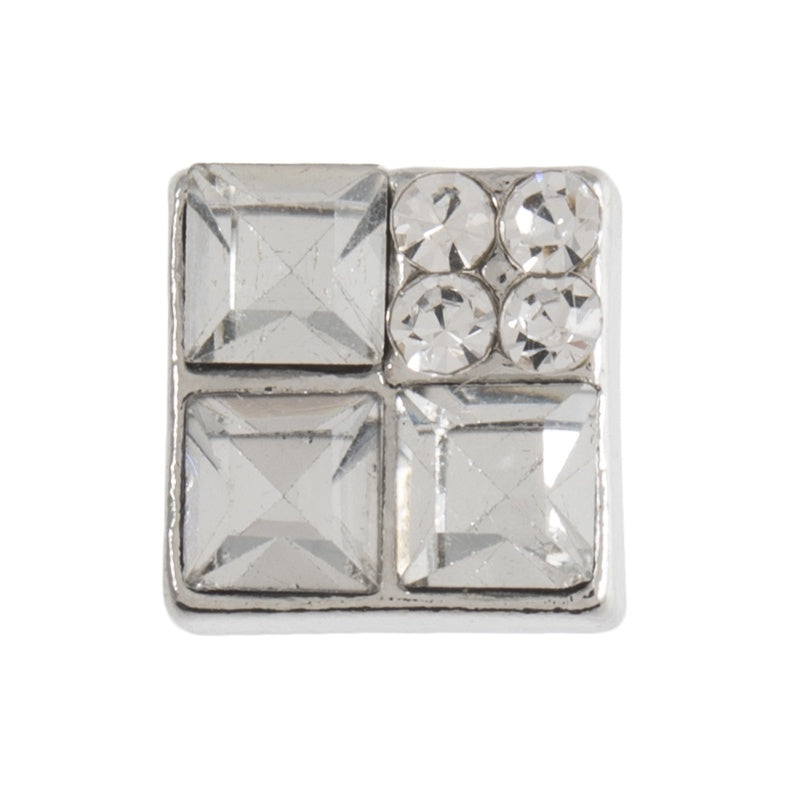 Button with Shank - 12mm - Geo Square Diamante - Silver