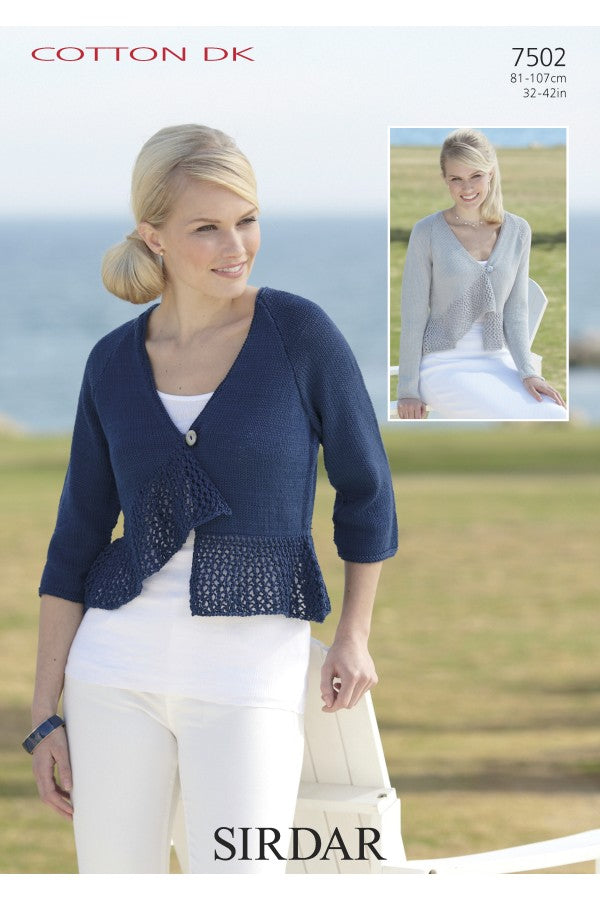 Knitting Pattern 7502 - Cardigans in Cotton DK