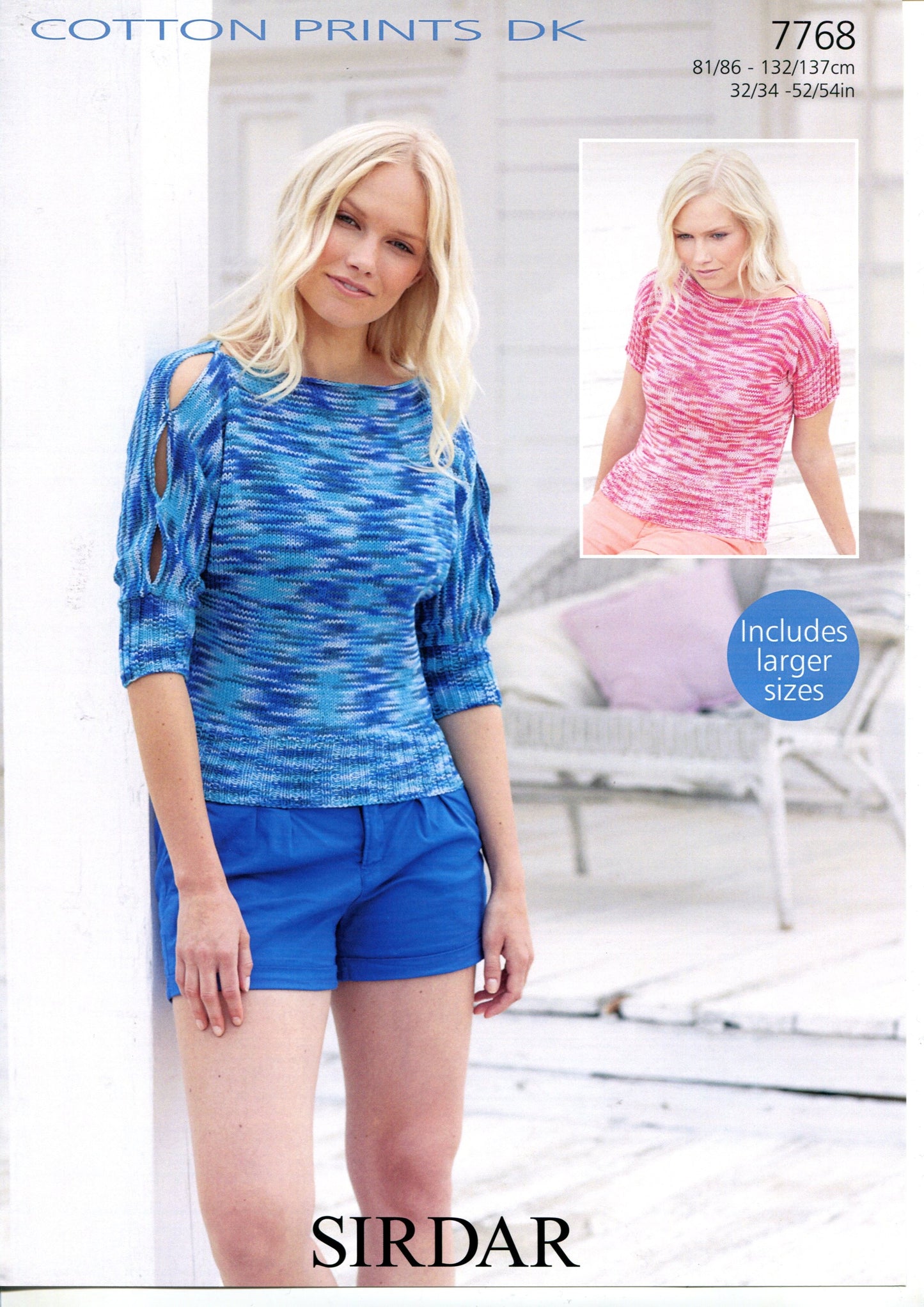 Knitting Pattern 7768 - Tops in Cotton Prints DK