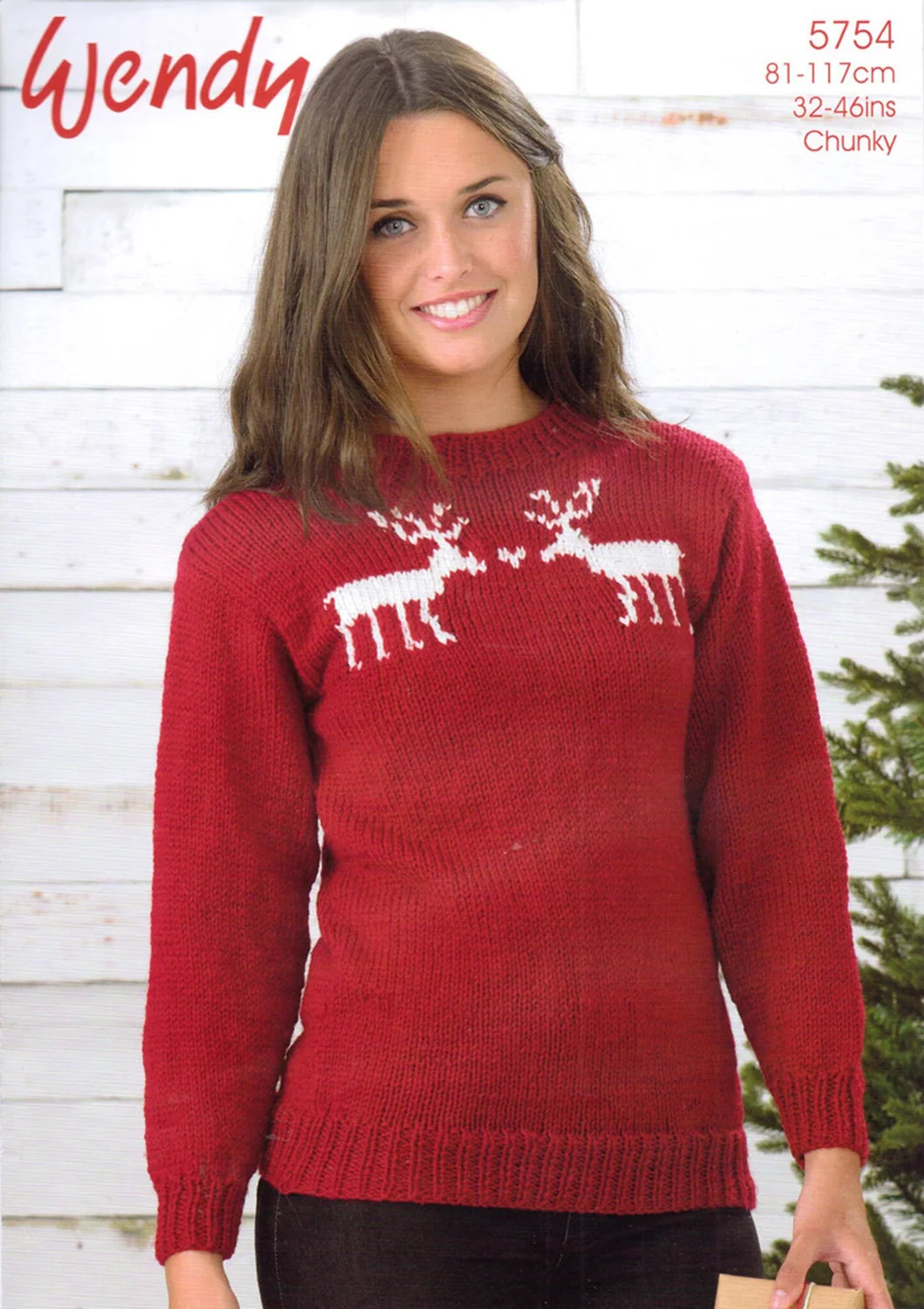 Knitting Pattern 5754 - Reindeer Christmas Sweater in Chunky