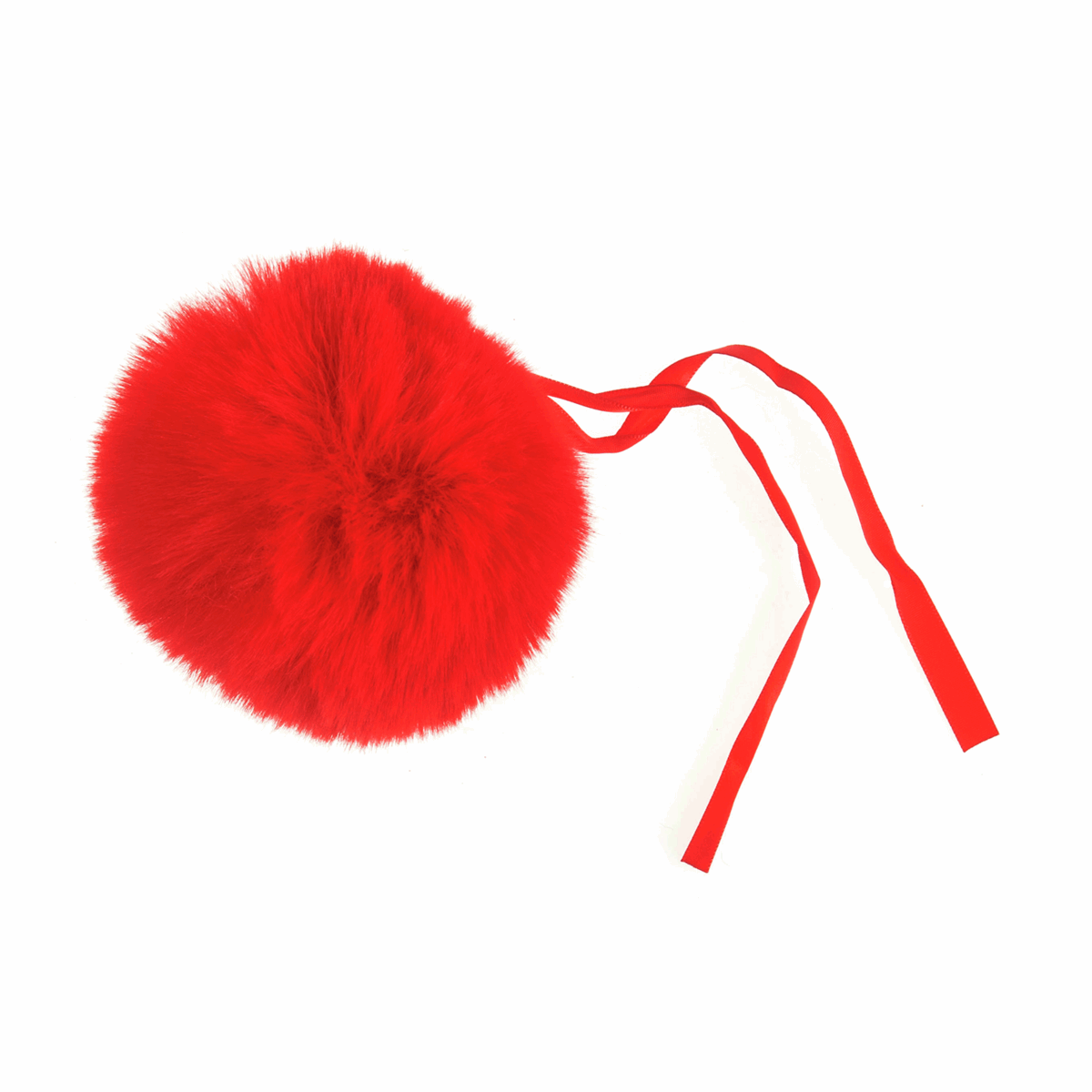 FAUX FUR POM POM - 1PIECE - 11cm - RED