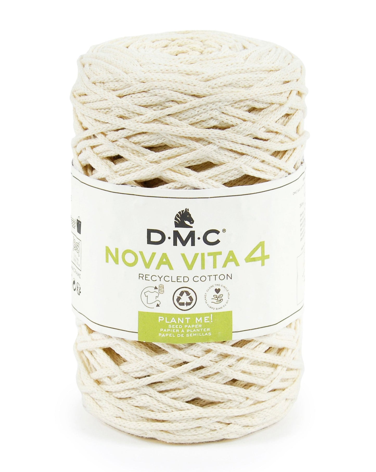 NOVA VITA 4 - Recycled Cotton for Macrame, Knitting & Crochet - PLAIN COLOURS