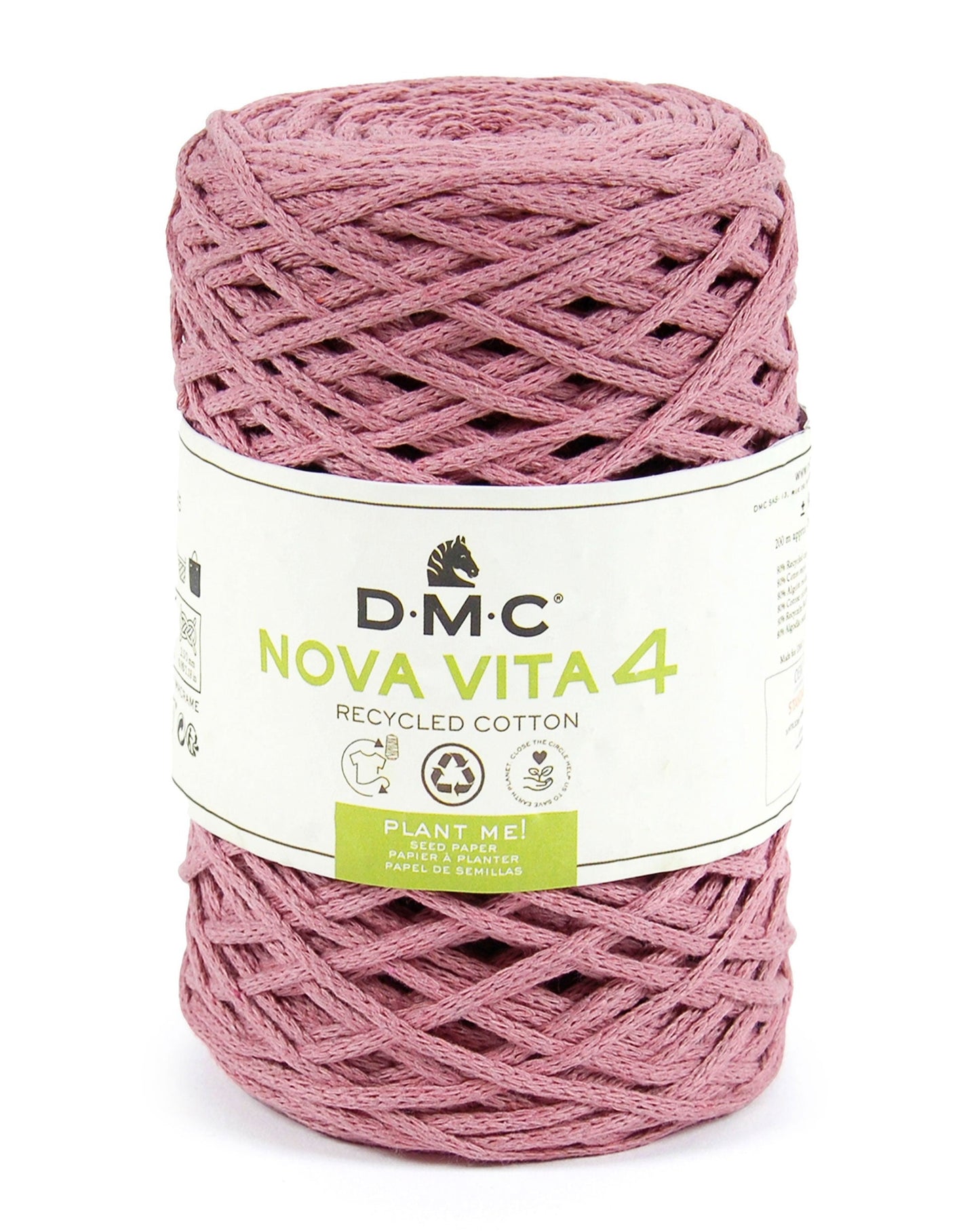 NOVA VITA 4 - Recycled Cotton for Macrame, Knitting & Crochet - PLAIN COLOURS